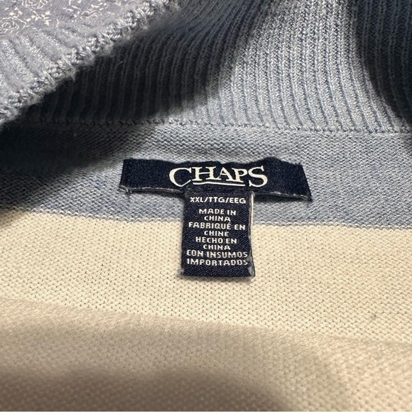 Chaps Sweater Blue & White Boat Neck Long Sleeves Coastal Prep Nautical Size XXL - Picture 7 of 11